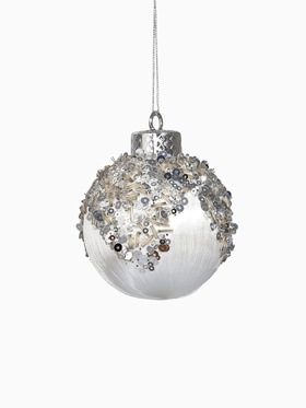 Набор новогодних шаров «Оллин», d=8 см, 9 шт., нежность, пластик, серебро