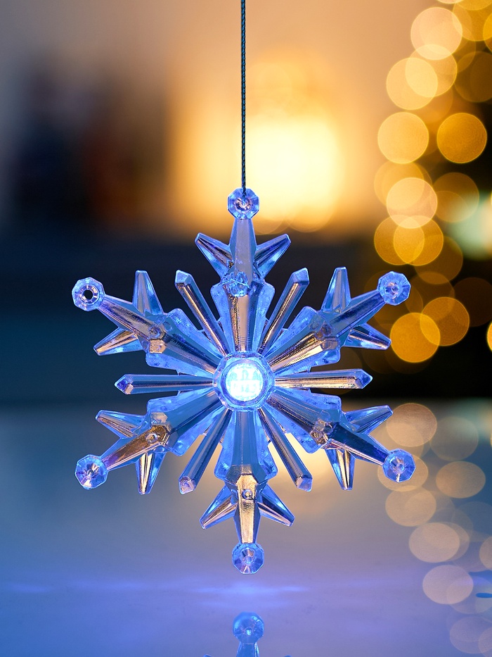 Подвеска светодиодная «Ледяная снежинка» 11 см, 1 LED, от батареек LR41×3, свечение синее/красное