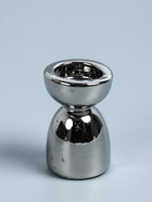 УЦЕНКА Подсвечник керамика на 1 свечу «Иллюзорность» d=4 см серебро 6.5×6.5×10 см - фото 14968585