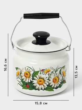 Бидон эмалированный, 2 л, с ручкой и крышкой, белый