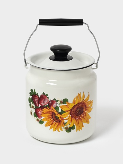 Бидон эмалированный, 3 л, с ручкой и крышкой, белый, рисунок МИКС