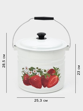 Ведро эмалированное, 10 л, с крышкой и ручкой, белое