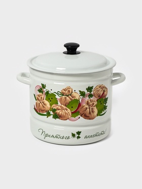 Кастрюля эмалированная паровая «Манты», 10 л, белая Кастрюля эмалированная паровая «Манты», 10 л, белая