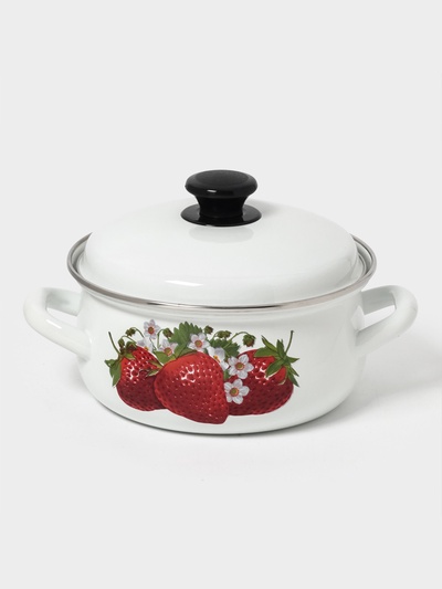 Кастрюля эмалированная, 2 л, d=20.5 см, с крышкой, белая