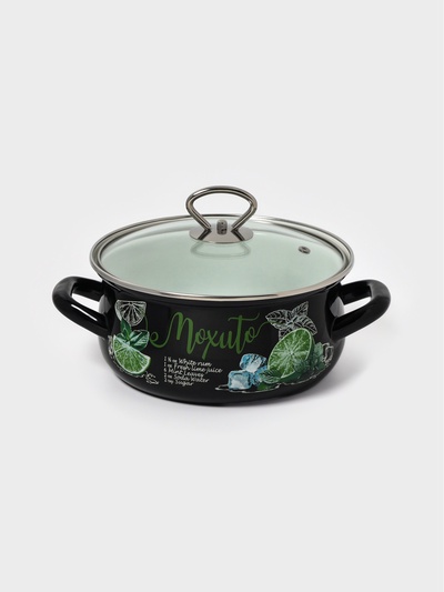 Кастрюля эмалированная «Мохито», 2 л, чёрная