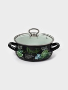 Кастрюля эмалированная «Мохито», 2 л, d=20.5 см, с крышкой, чёрная - Фото 3