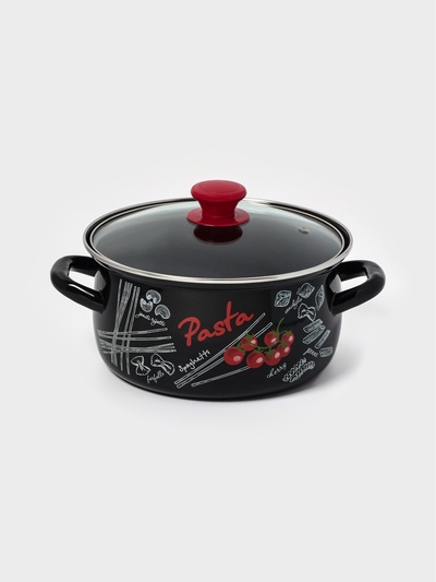 Кастрюля эмалированная «Болоньезе», 3 л, чёрная