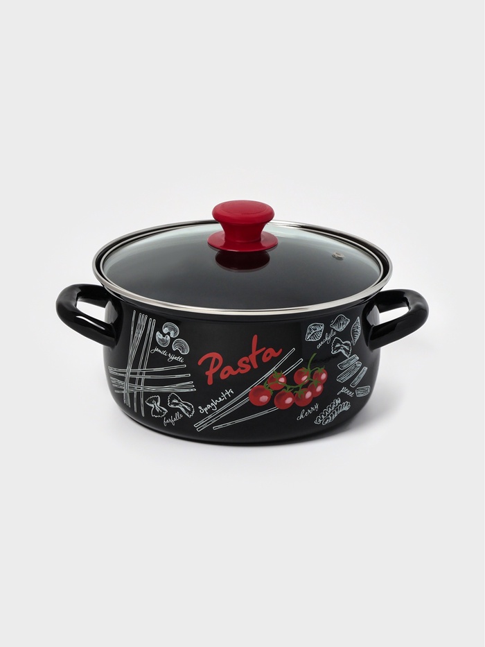 Кастрюля эмалированная «Болоньезе», 3 л, чёрная - Фото 1