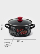Кастрюля эмалированная «Болоньезе», 3 л, d=23 см, с крышкой, чёрная - Фото 2