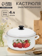 Кастрюля эмалированная, 4 л, d=26 см, с крышкой, белая - Фото 1