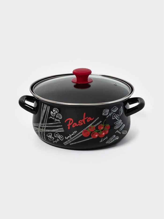 Кастрюля эмалированная «Болоньезе», 4 л, чёрная - Фото 1