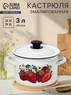 Кастрюля эмалированная, 3 л, d=19.2 см, с крышкой, белая - Фото 1