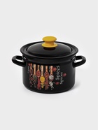 Кастрюля эмалированная «Карри», 3 л, d=19.2 см, цилиндрическая, чёрная - Фото 1