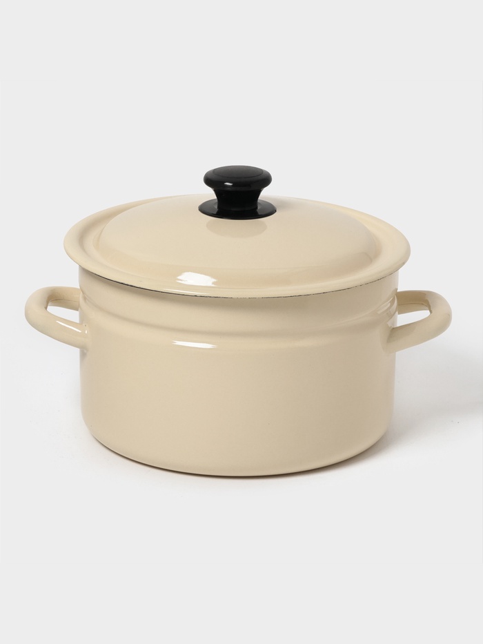 Кастрюля эмалированная, 5 л, d=23.5 см, с крышкой, цилиндрическая, цвет слоновой кости - Фото 1