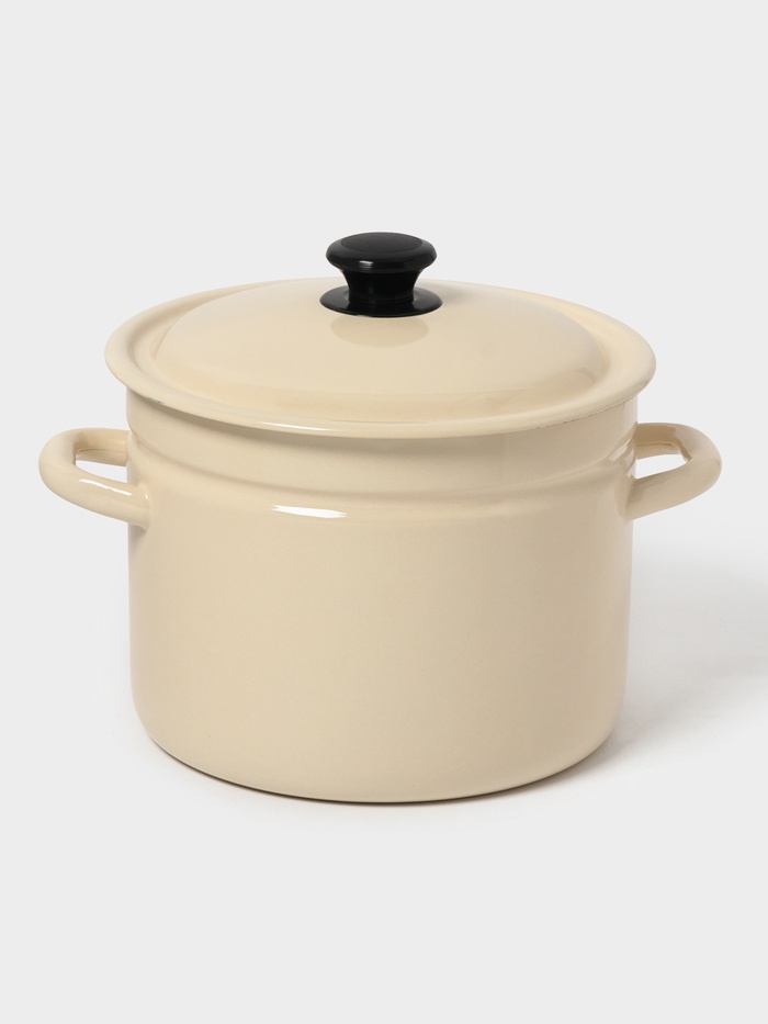 Кастрюля эмалированная, 6 л, d=23.5 см, с крышкой, цилиндрическая, цвет слоновой кости - Фото 1