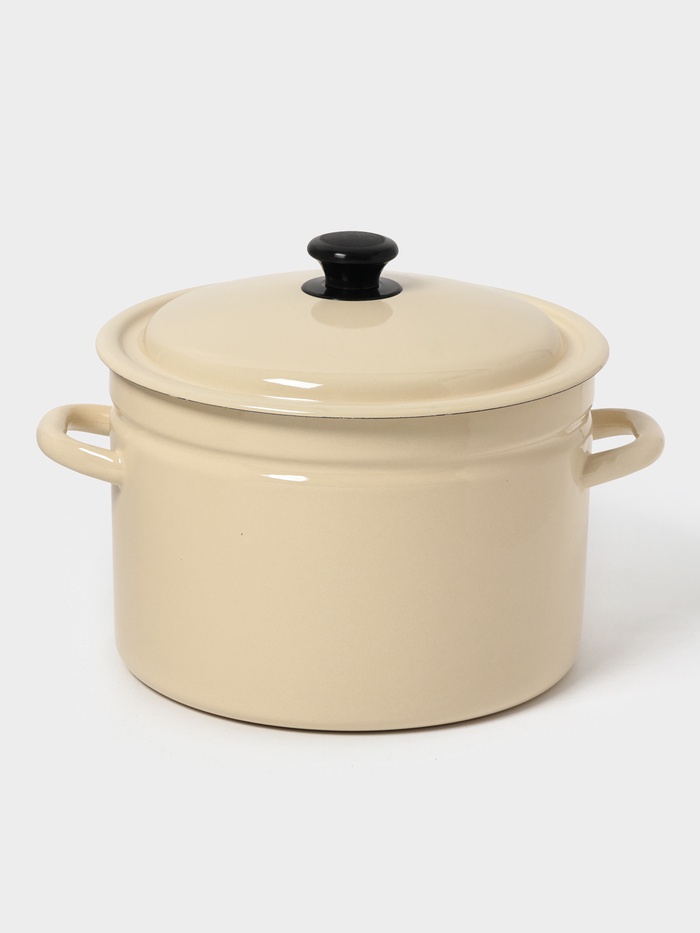 Кастрюля эмалированная, 8 л, d=26.5 см, с крышкой, цилиндрическая, цвет слоновой кости - Фото 1