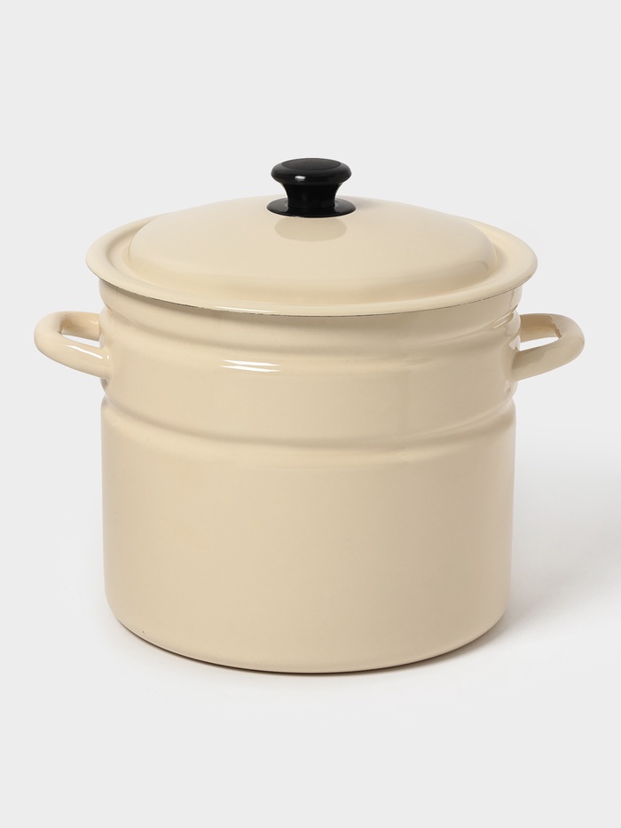 Кастрюля эмалированная, 10 л, d=26.5 см, с крышкой, цилиндрическая, цвет слоновой кости - Фото 1