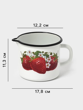 Кружка эмалированная, 1 л, с носиком, белая