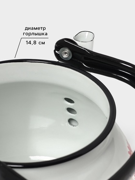 Чайник эмалированный «Астры», 3 л, металлическая ручка, белый