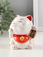 Копилка для денег «Манэки-нэко - иероглиф удача», керамика, оранж, 7.2×8.3×10 см - Фото 2