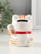 Копилка для денег «Манэки-нэко - иероглиф удача», керамика, оранж, 7.2×8.3×10 см - фото 58060892