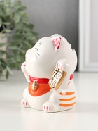 Копилка для денег «Манэки-нэко - иероглиф удача», керамика, оранж, 7.2×8.3×10 см - Фото 4