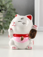 Копилка для денег «Манэки-нэко - иероглиф удача», розовый, 7.2×8.3×10 см - фото 58060897