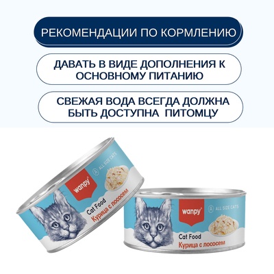 Wanpy Cat Консервы для кошек «Курица с лососем» 95 г