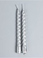 УЦЕНКА Набор свечей витых, 1.5×15 см, 2 шт., серебряный металлик - Фото 1