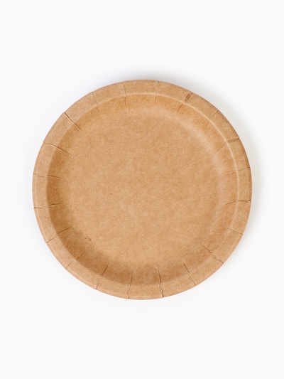 Тарелка одноразовая «Крафт» с бортом, картон, 18 см, 50 шт.