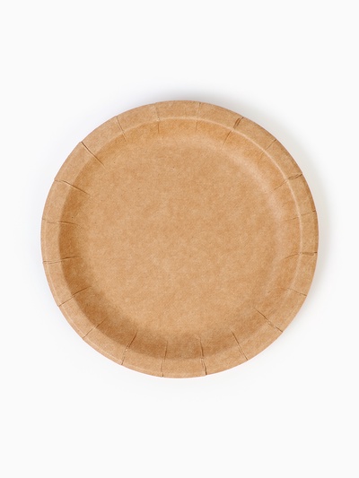 Тарелка одноразовая «Крафт» с бортом, картон, 18 см (100 шт.)