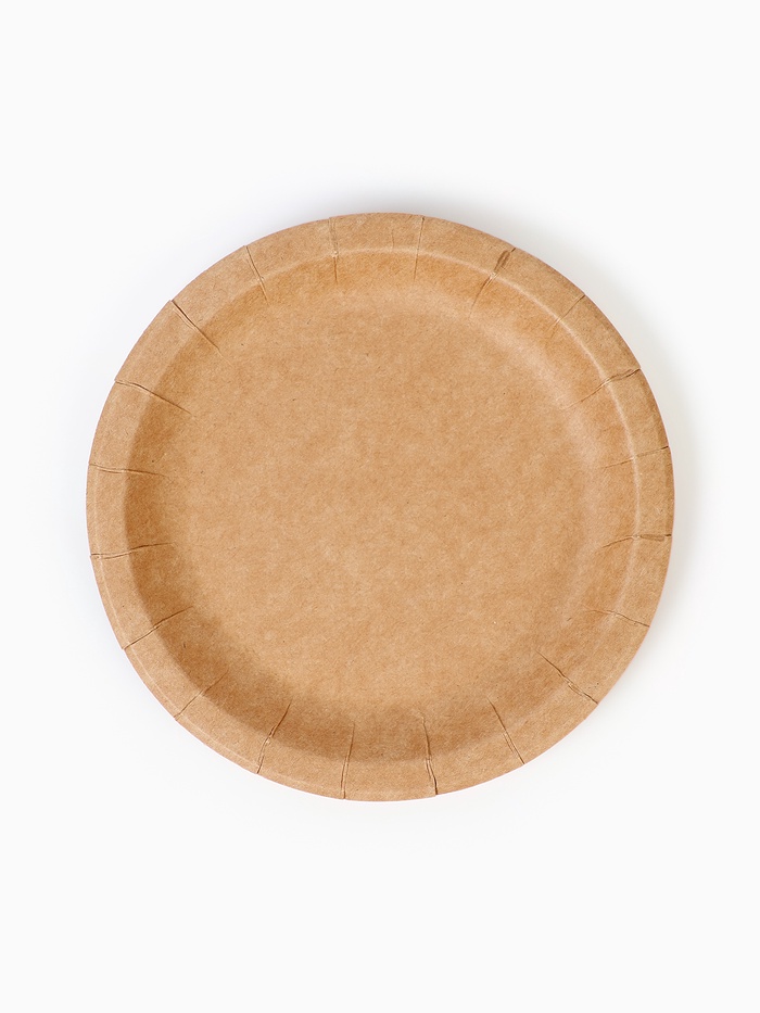 Тарелка одноразовая «Крафт» с бортом, картон, 18 см (100 шт.) - Фото 1