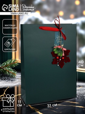 Пакет подарочный «С Новым годом», с ёлочной игрушкой и шильдиком, 31×40×11 см