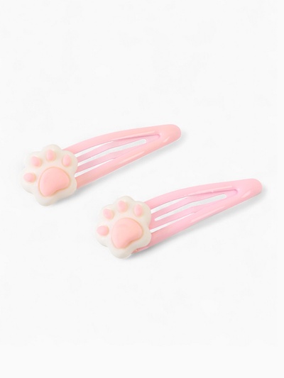 Заколка для волос «Лапки» розовые 2 шт., Коты аристократы