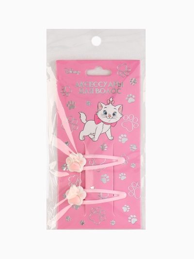Заколка для волос «Лапки» розовые 2 шт., Коты аристократы