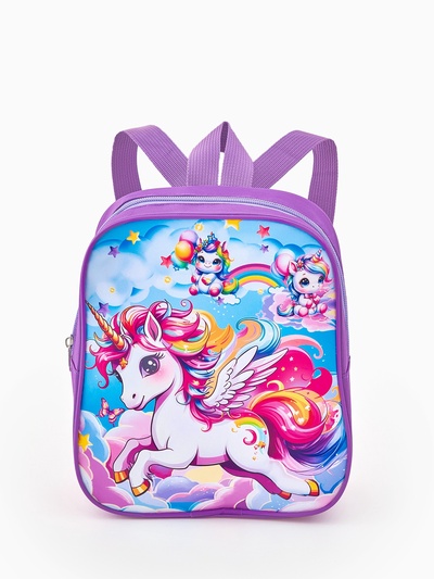 Рюкзак детский «Единороги» Выбражулька, для девочки, на молнии, 20.5×9×24 см, сиреневый