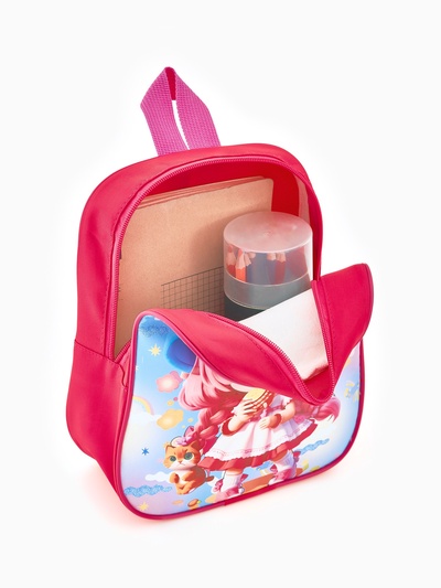 Рюкзак детский «Девочка» Выбражулька, на молнии, 20.5×9×24 см, ярко-розовый