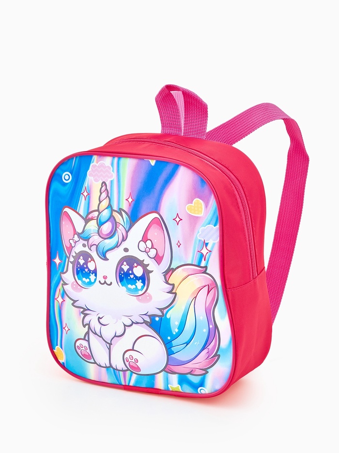 Рюкзак маленький «Волшебный котик» Выбражулька, для девочки, 20.5×9×24 см, ярко-розовый - Фото 1