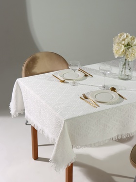Скатерть «Этель», белая, фактурная, 130×220 см