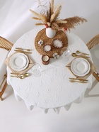 Скатерть «Этель», белая, фактурная с вышивкой, 140×140 см - Фото 3