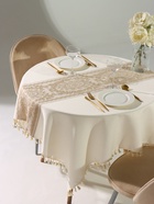 Скатерть «Этель», бежевая, с орнаментом, 140×140 см - Фото 1