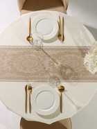 Скатерть «Этель», бежевая, с орнаментом, 140×140 см - Фото 3