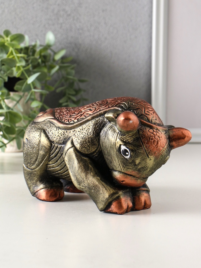 Копилка для денег «Бык», гипс, 12×18.5×9.5 см, золото