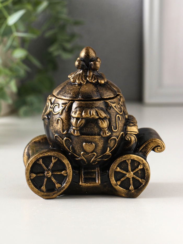 Шкатулка для украшений «Карета золотая», гипс, 11×10×6 см