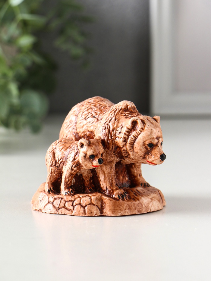 Фигурка гипс «Медведь с медвежонком», 6.5×7×9.5 см