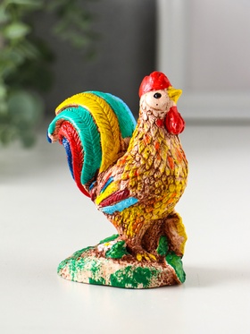 Фигурка гипс «Петушок, радуга», 9.7×8×5 см