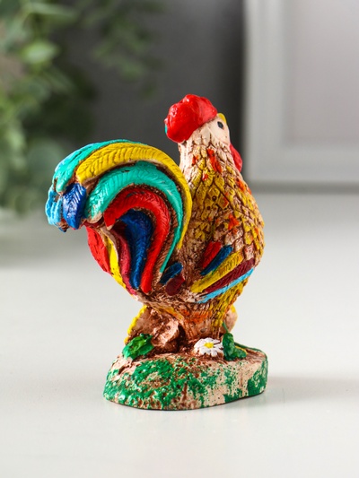 Фигурка гипс «Петушок, радуга», 9.7×8×5 см