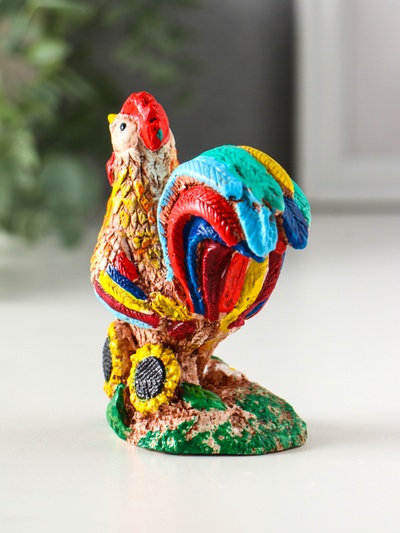 Фигурка гипс «Петушок, радуга», 9.7×8×5 см