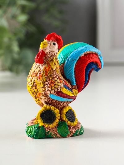 Фигурка гипс «Петушок, радуга», 9.7×8×5 см