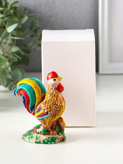 Фигурка гипс «Петушок, радуга», 9.7×8×5 см